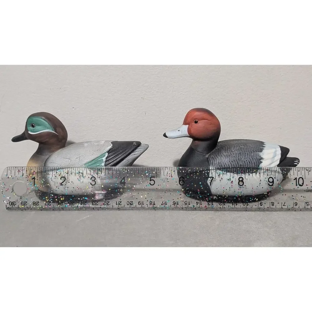 Vintage Jasco Duck Shoe Polisher Brush Set 2 Hand Painted Matte Ceramic Brushes